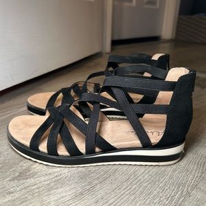Zona Black Suede Strappy Sandals by Abella - Size 8